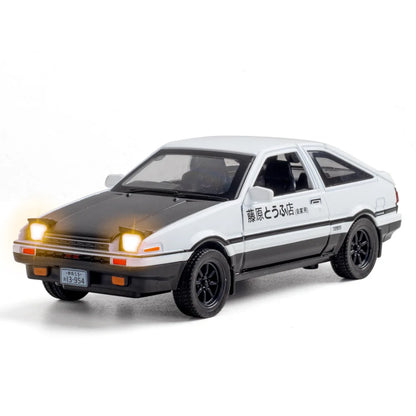 Simulación AE86 de coche de juguete de aleación de Metal, vehículo de juguete fundido a presión, modelo de decoración, escala en miniatura, juguetes de colección para niños, 1:32