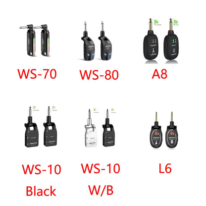 LEKATO transmisor receptor WS-70 sistema de guitarra inalámbrico sistema inalámbrico de guitarra de Audio recargable incorporado 70 canales 40M