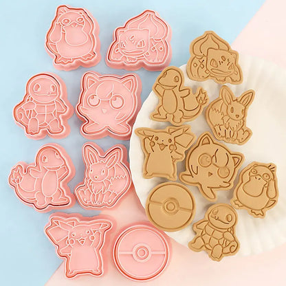 Nuevo 6 unids/set figuras de Pokémon cortadores de galletas dibujos animados DIY molde de panadería prensa de galletas estampado grabador azúcar molde para pastel Juguetes