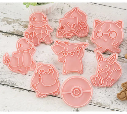 Nuevo 6 unids/set figuras de Pokémon cortadores de galletas dibujos animados DIY molde de panadería prensa de galletas estampado grabador azúcar molde para pastel Juguetes