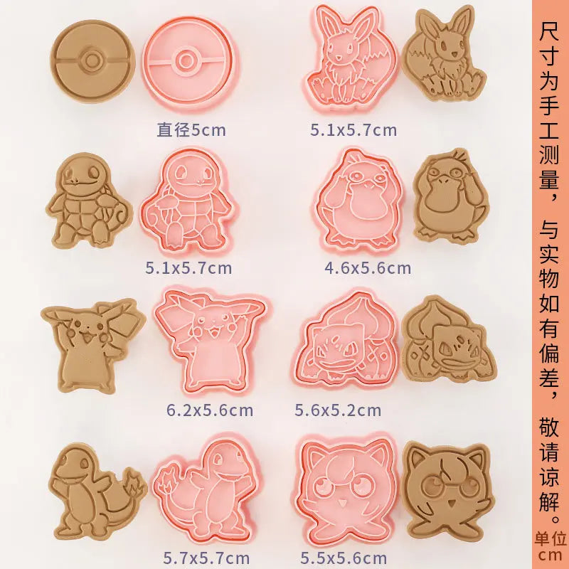 Nuevo 6 unids/set figuras de Pokémon cortadores de galletas dibujos animados DIY molde de panadería prensa de galletas estampado grabador azúcar molde para pastel Juguetes