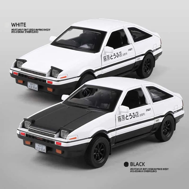 Simulación AE86 de coche de juguete de aleación de Metal, vehículo de juguete fundido a presión, modelo de decoración, escala en miniatura, juguetes de colección para niños, 1:32