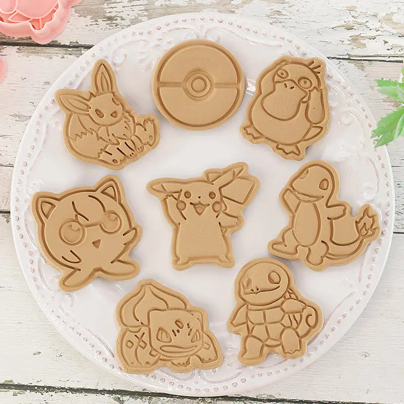 Nuevo 6 unids/set figuras de Pokémon cortadores de galletas dibujos animados DIY molde de panadería prensa de galletas estampado grabador azúcar molde para pastel Juguetes