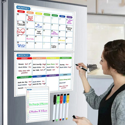 Magnetic Calendar For Fridge Monthly Weekly Planner Whiteboard Calendar Table Dry Erase Fridge Sticker Message Board Menu