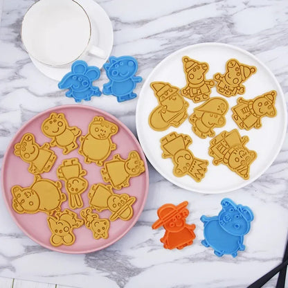 Molde estereoscópico para galletas de Peppa Pig, molinillo de galletas para el hogar, moldes de bricolaje para hacer azúcar, herramientas para hornear, regalo para niños