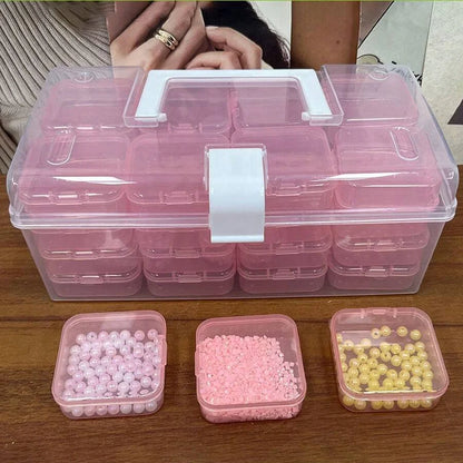 32pcs/Set Clear Plastic Organizing Storage Box, DIY Beaded Storage Container Suitcase, Jewelry Hair Accessories Container Box