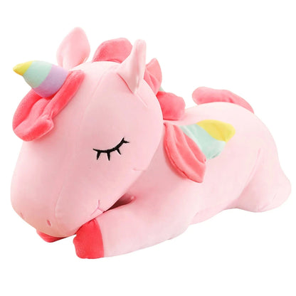 Juguete de peluche de unicornio tumbado Kawaii para niños y niñas, muñeco de peluche suave, caballo Rosa Blanco lindo, regalo de cumpleaños, 25CM, nuevo