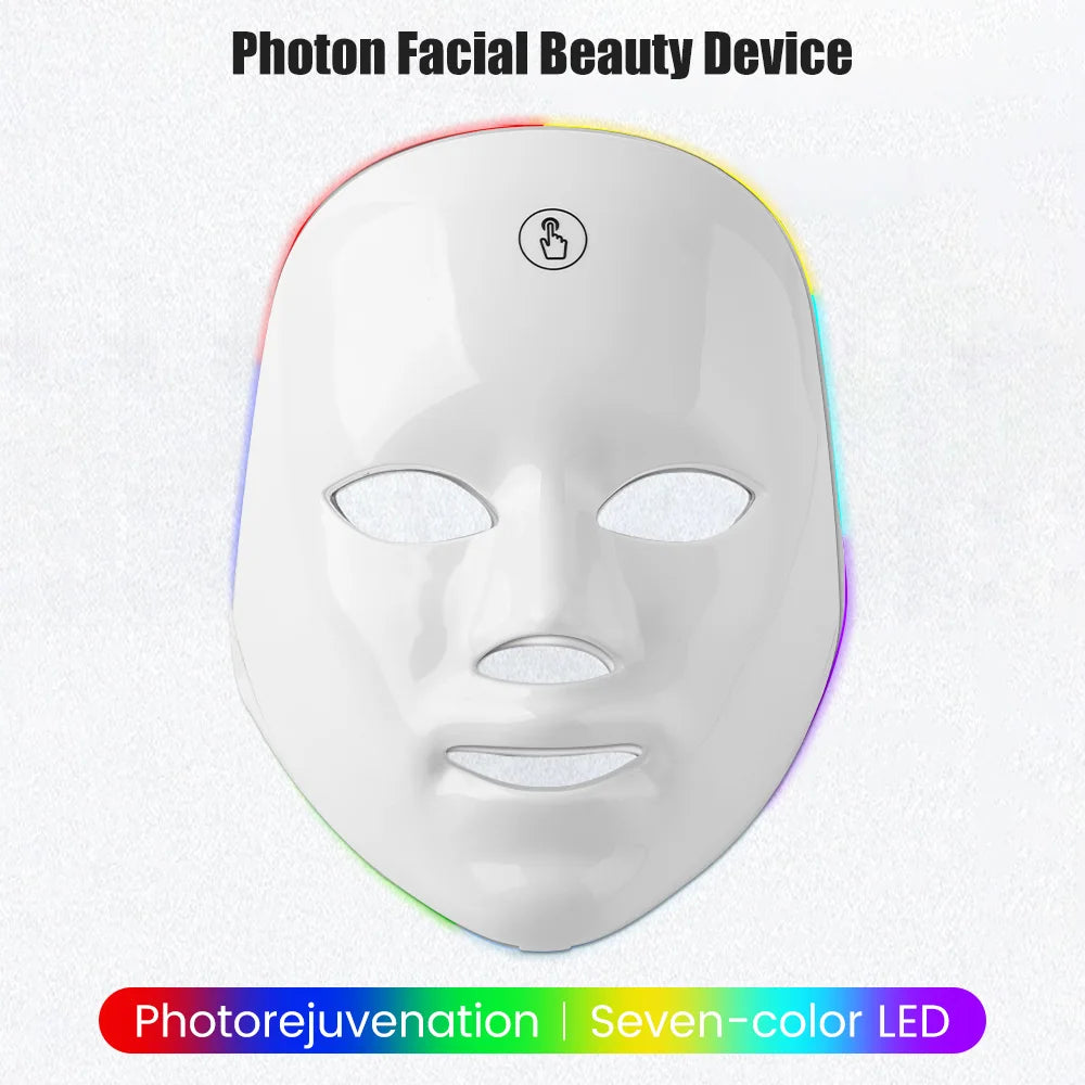 Mascarilla Facial recargable con LED, máscara de belleza con fotos LED, 7 colores, rejuvenecimiento de la piel, Lifting Facial para el hogar, blanqueamiento, dispositivo de belleza