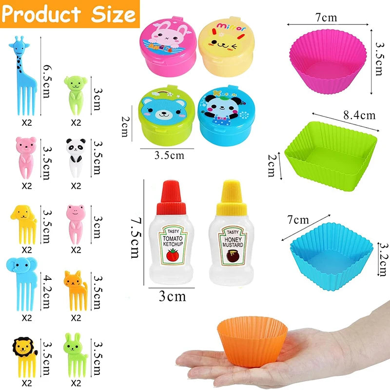 Mini tenedores de frutas para niños, palillos de comida de animales lindos, palillos de dientes, juego de accesorios de Bento, divisores de fiambrera de silicona