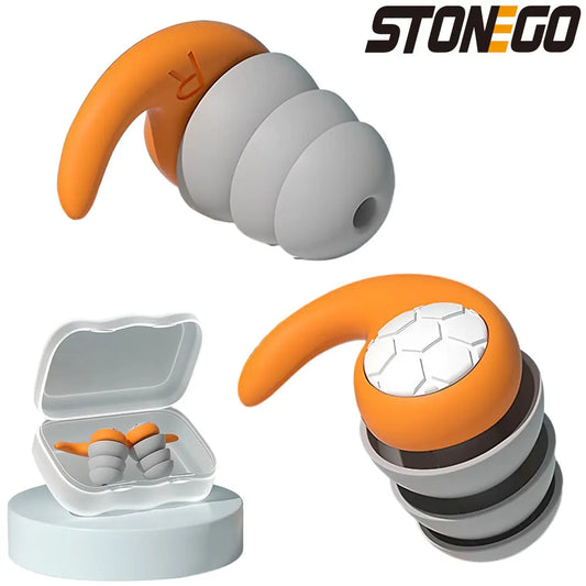 STONEGO-tapones para los oídos de silicona de Triple capa con cancelación de ruido, adecuados para dormir y nadar, filtro de ruido impermeable, creación, 1 par