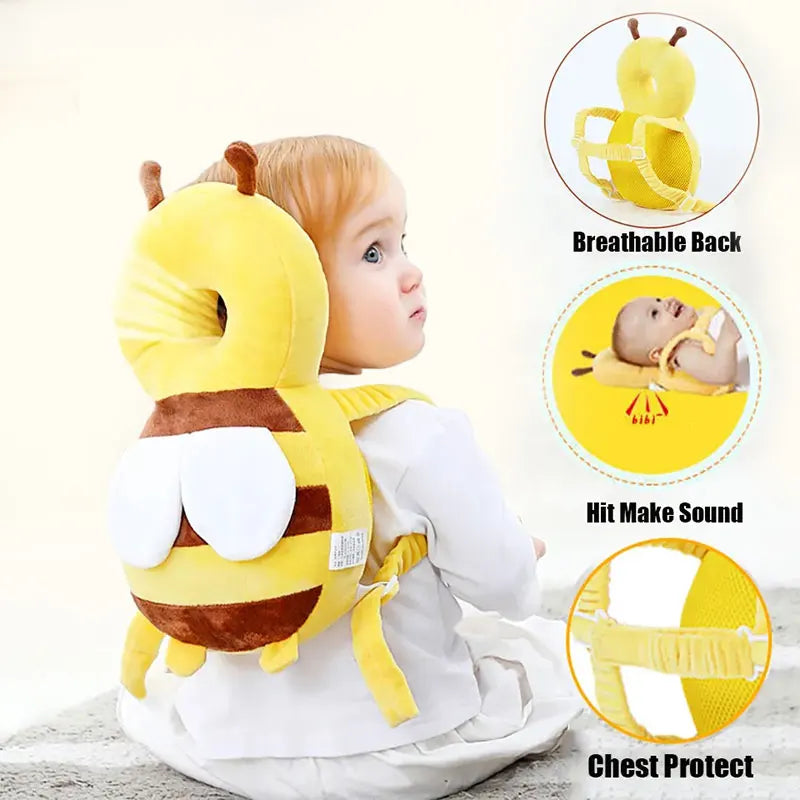 Protector de cabeza y espalda para bebé, almohada de protección para aprender a caminar, cojín Protector de cabeza anticaída, gorra de transporte de dibujos animados para niños, Bibi seguro