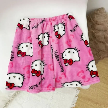 Sanrio-Pijama de franela de Hello Kitty Y2k para mujer, pantalones cálidos de lana con dibujos animados, informales, para el hogar, Otoño e Invierno