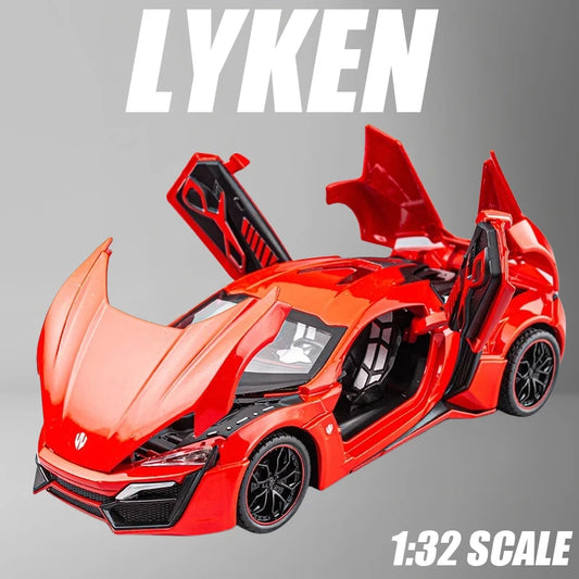 Modelo de coche deportivo Lyken Hyper Fast, vehículo de juguete fundido a presión, coches furiosos, juguetes de decoración para niños, 1:32