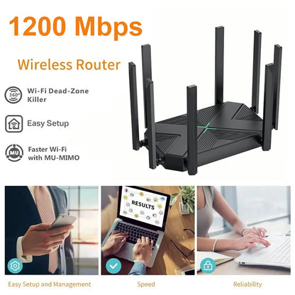 Enrutador WIFI AC1200, amplificador de señal Gigabit inalámbrico de 2,4G y 5GHz, antenas de alta ganancia de 8 x 5dBi, repetidor de red, extensor de Wi-Fi