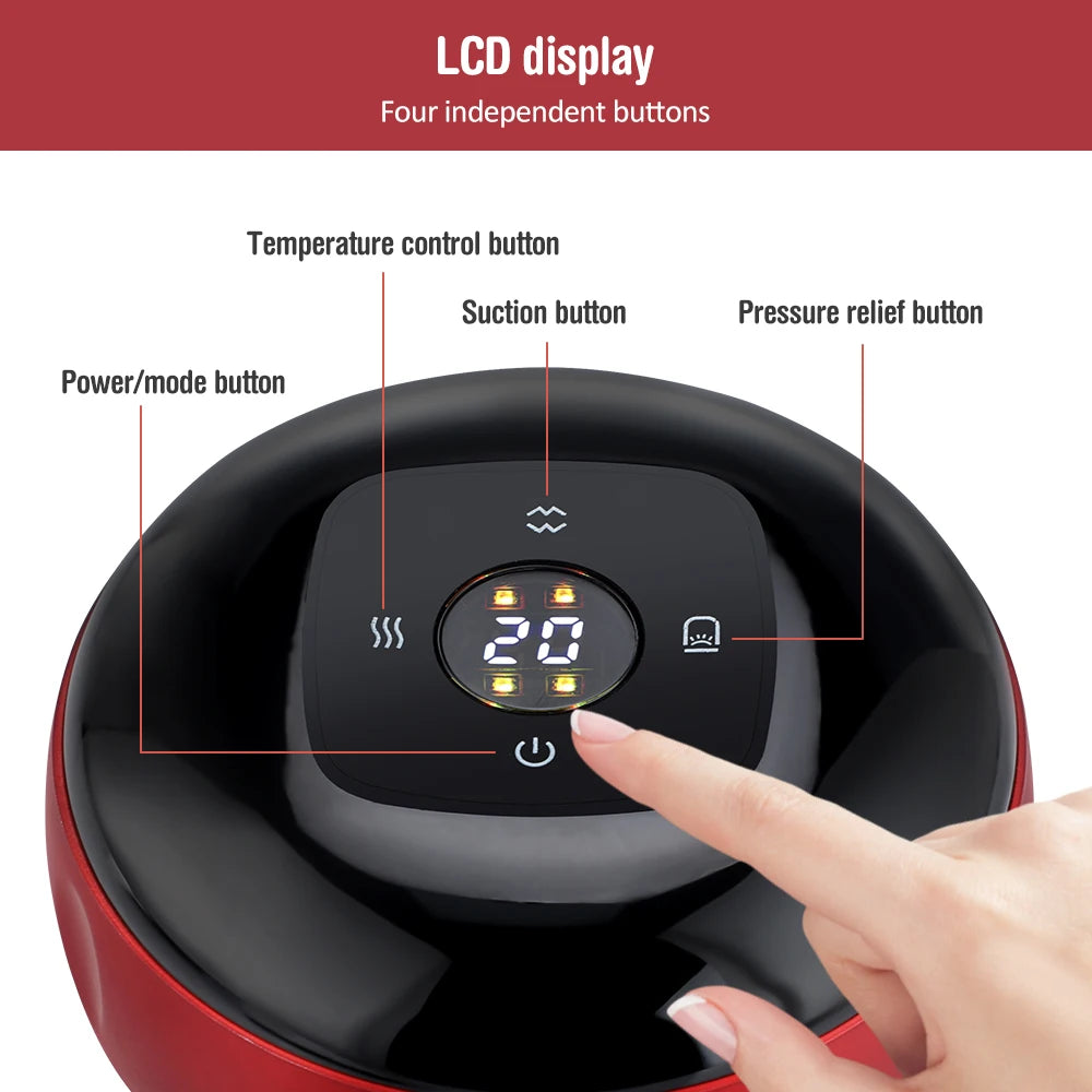 Masajeador eléctrico de vacío con ventosas, masaje adelgazante corporal, 12 niveles, raspado Guasha, terapia de calor, acupuntura por presión negativa