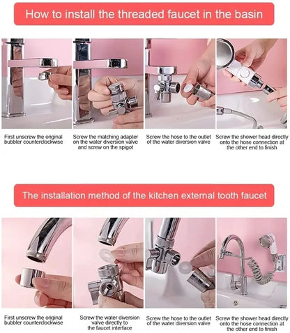 New Handheld Faucet Diverter Valve Shower Head For Home Bathroom Kitchen Faucet Adapter Set Adjustable Diverter Valve Faucet