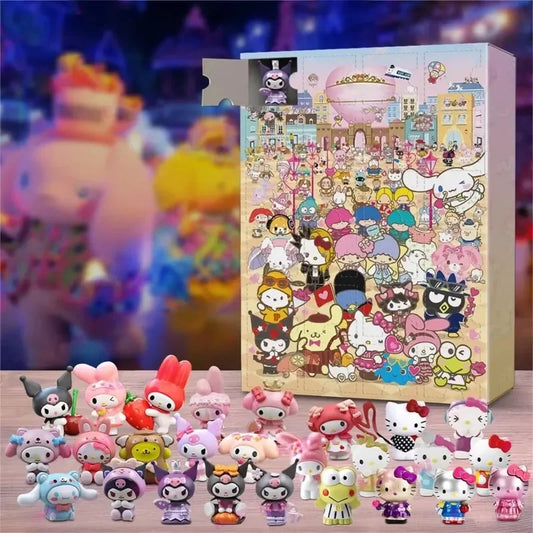 Miniso Sanrio-Calendario de Adviento de Navidad para niños, modelos de figuras de Anime, Juguetes sorpresa de Adviento, regalo de Navidad, 2024