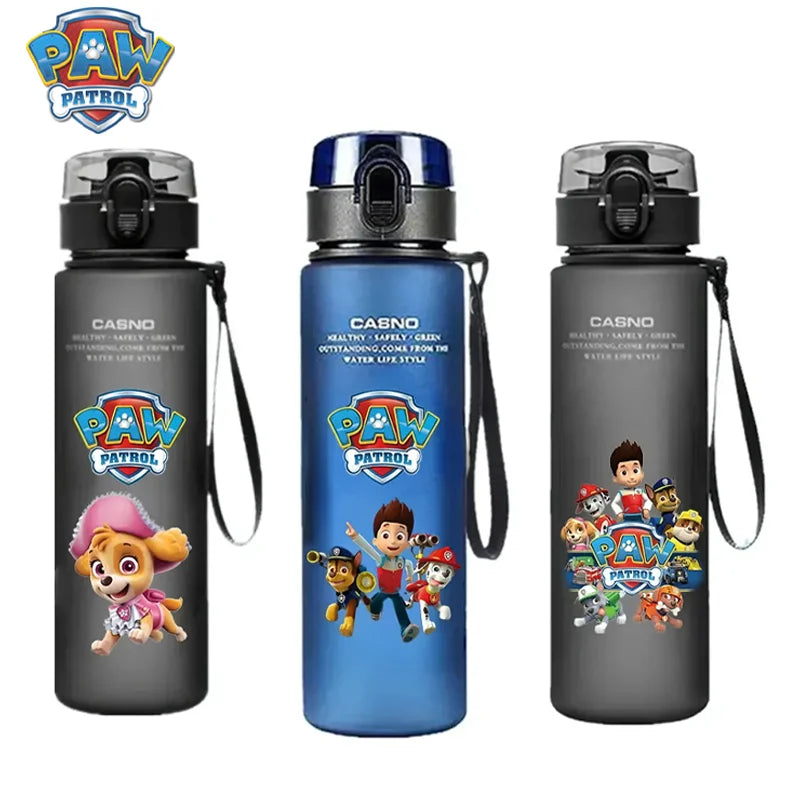 PAW Patrol-botella de agua grande de plástico para niños, vaso de plástico portátil para exteriores, Chase Marshall, regalo deportivo para estudiantes, 560ML