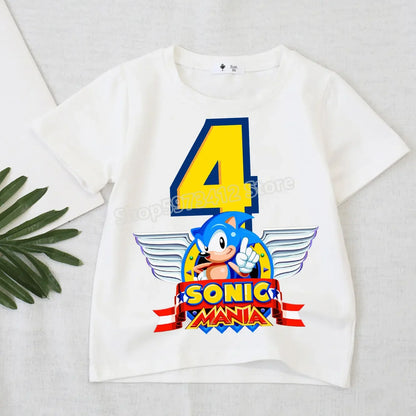 Sonics T Shirt Kids Clothes The Hedgehog Children Top Round Neck T-shirt Cartoon Figure Digital 1-10 Fashion Apparel Accessories