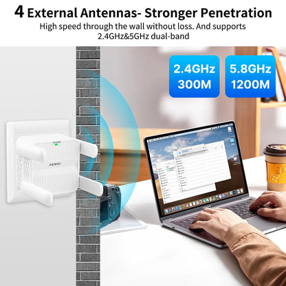 Fvi-repetidor WiFi AX1500 de 5Ghz, amplificador de señal de doble banda, 2,4G/5GHz, Rojo de largo alcance, fácil de configurar