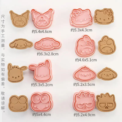 Figuras de cortadores de galletas de dibujos animados, Hello Cat, molde de panadería DIY, prensa de galletas, sello en relieve, molde de pastel pastoso de azúcar, 8 piezas por juego