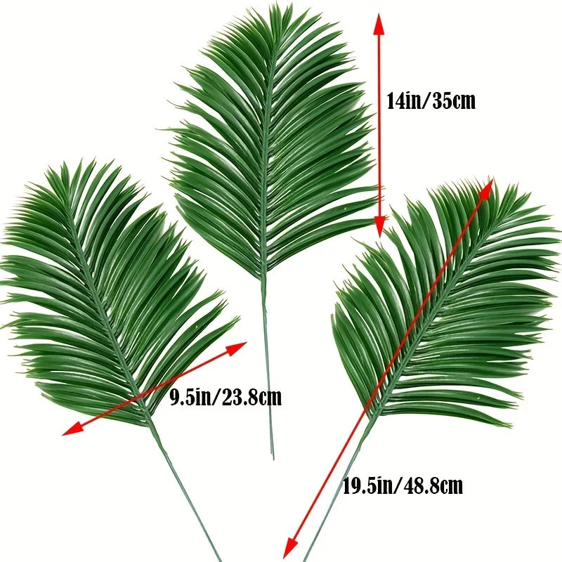 12pcs Tropical Palm Leaves Artificial Plants Decoration for Hawaiian Luau Party Birthday Celebration Wedding Jungle Themed Decor