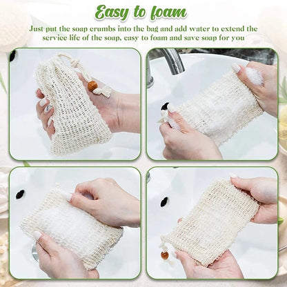 50/40/20/10Pcs Shower Bath Sisal Soap Bag Natural Sisal Soap Bag Exfoliating Soap Saver Pouch Holder for Bath & Shower Use