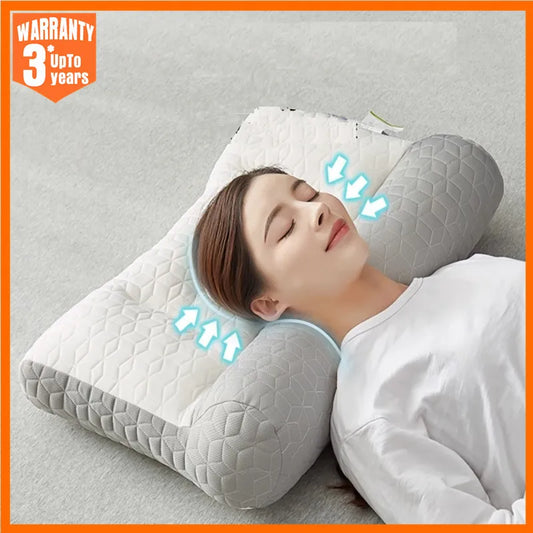 Almohada ortopédica con memoria para el cuello, cojín de alta elasticidad, suave, porosidad, lavable, para ayudar a dormir y proteger el cuello, ropa de cama para hotel