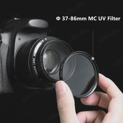 Lente de filtro UV MC de 37-86mm, óptica ultrafina con protección multicapa de 37mm, 40mm, 43mm, 46mm, 49mm, 52mm, 58mm, 62mm, 67mm, 77mm y 82mm