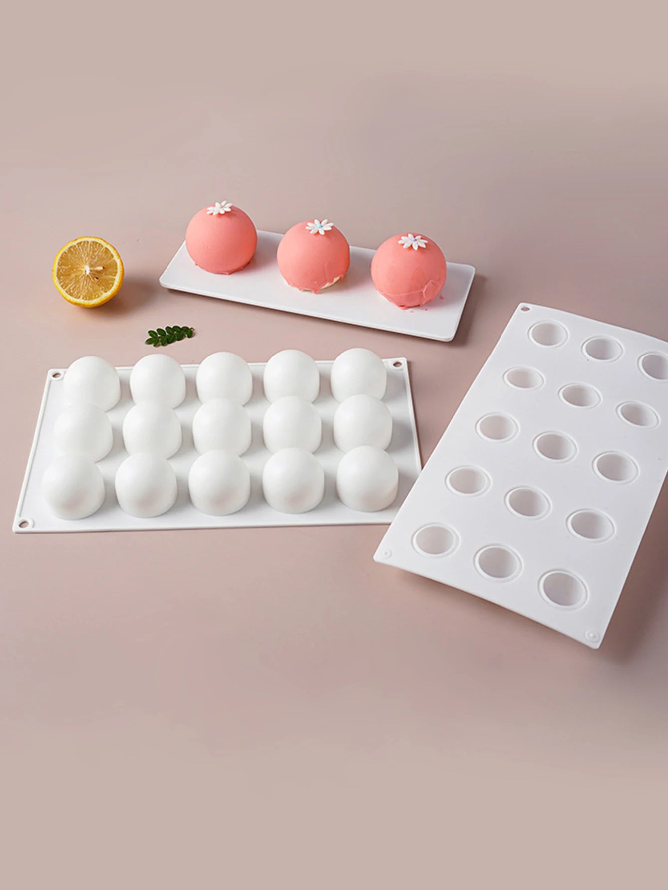 Feiskoo 3D Ball Silicone Mold For Baking Non-Stick Sphere Baking Mold For Mousse Cake Fondant Sugarcraft Dessert Pastry Tools