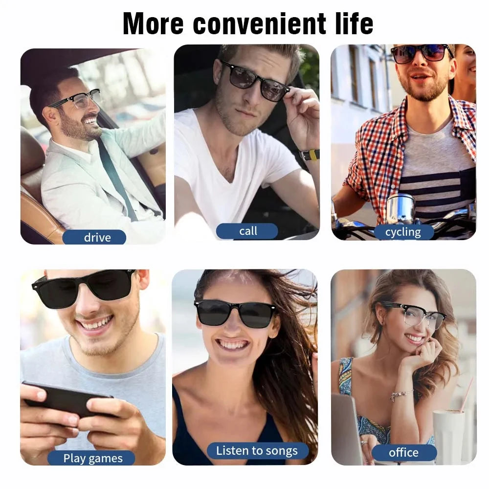 Gafas inteligentes con cámara, lentes polarizadas con Bluetooth, asistente de voz, escuchar música, deportes inteligentes, antiazul