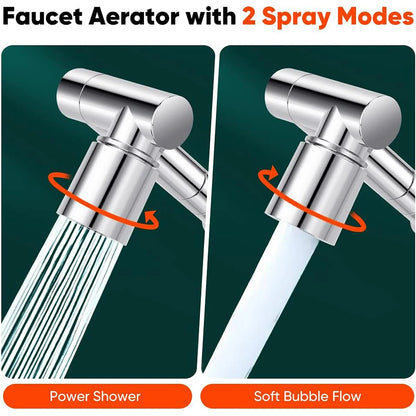 Retractable Universal 1440 °Swivel Robotic Arm Swivel Extension Faucet Aerator Kitchen Sink Faucet Extender 2 Water Flow Mode