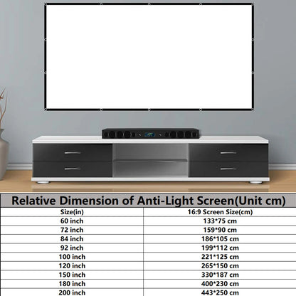 VEIDADZ-Pantalla de proyector plegable portátil, alta densidad, blanca, sin pliegues, pantalla de proyección suave, 16:9, interior y exterior, 60-200 pulgadas