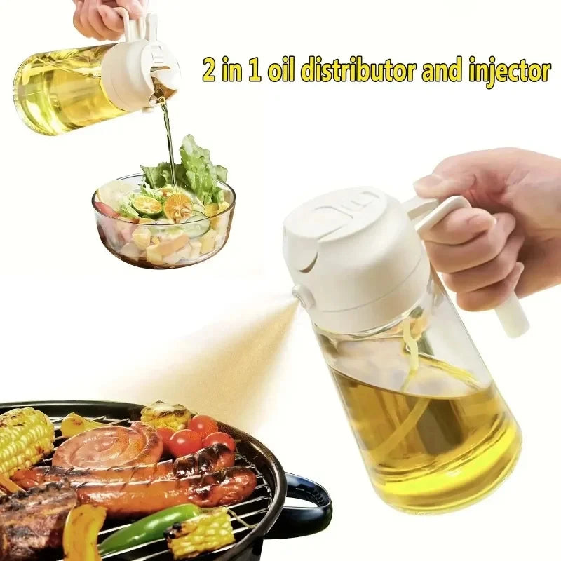 Plastic 2 in 1 Kitchen Oil Spray Bottle Olive Acid Sprayer oil mouth for Cooking BBQ Baking Oil Dispenser Accessories