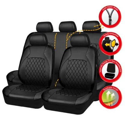 Funda protectora de cuero sintético para asiento de coche, conjunto completo de fundas protectoras para Interior de automóvil, impermeables, universales, 9 unidades por juego