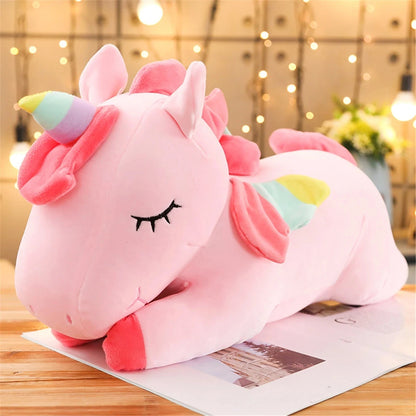 Juguete de peluche de unicornio tumbado Kawaii para niños y niñas, muñeco de peluche suave, caballo Rosa Blanco lindo, regalo de cumpleaños, 25CM, nuevo