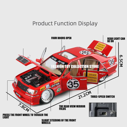 Bens-modelo de coche de aleación con cabeza de tigre 1:24, versión modificada, vehículo fundido a presión con sonido y luz, juguetes de decoración para niños, regalo