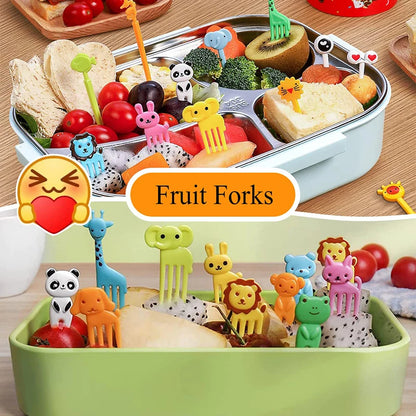 Mini Fruit Forks For Kids Children DIY Animal Food Picks Cute Snack Dessert Toothpicks Chopsticks Silicone Lunch Box Dividers