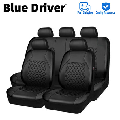 Funda protectora de cuero sintético para asiento de coche, conjunto completo de fundas protectoras para Interior de automóvil, impermeables, universales, 9 unidades por juego