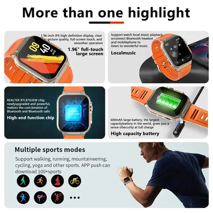 Reloj inteligente T10 Ultra 2 para hombre, accesorio de pulsera resistente al agua con Pantalla AMOLED de 2024 "y NFC, compatible con Apple Watch lwO Ultra 8, de 49mm serie 8, 2,3