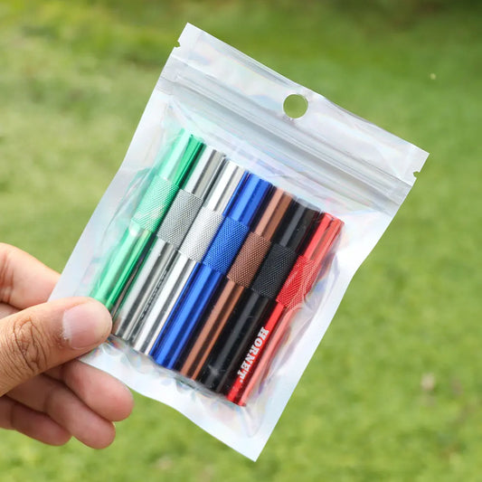 7pcs Aluminum Metal Tube Hose Tube colorful bag Pen Style Smoking Accessories Wholesale Custom Logo