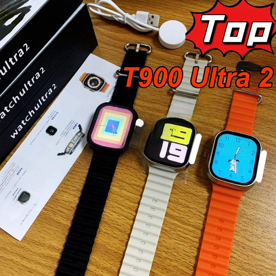 Reloj inteligente T900 Ultra 2 para hombre, accesorio de pulsera resistente al agua con Pantalla AMOLED de 2024 "y NFC, compatible con Apple Watch IWO Ultra 8, de 49mm serie 8, 2,3