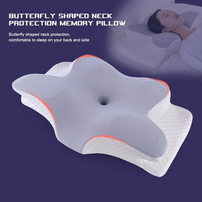 Almohadas de espuma viscoelástica en forma de mariposa, almohada cervical relajante de rebote lento para el cuello, alivio del dolor, almohada ortopédica para dormir