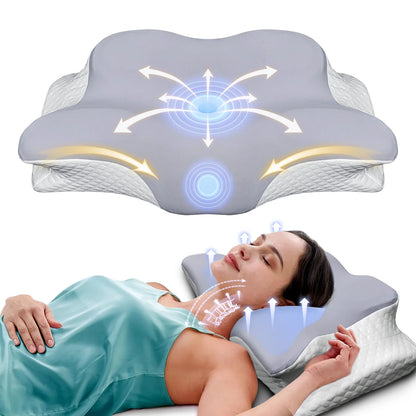 Almohadas de espuma viscoelástica en forma de mariposa, almohada cervical relajante de rebote lento para el cuello, alivio del dolor, almohada ortopédica para dormir