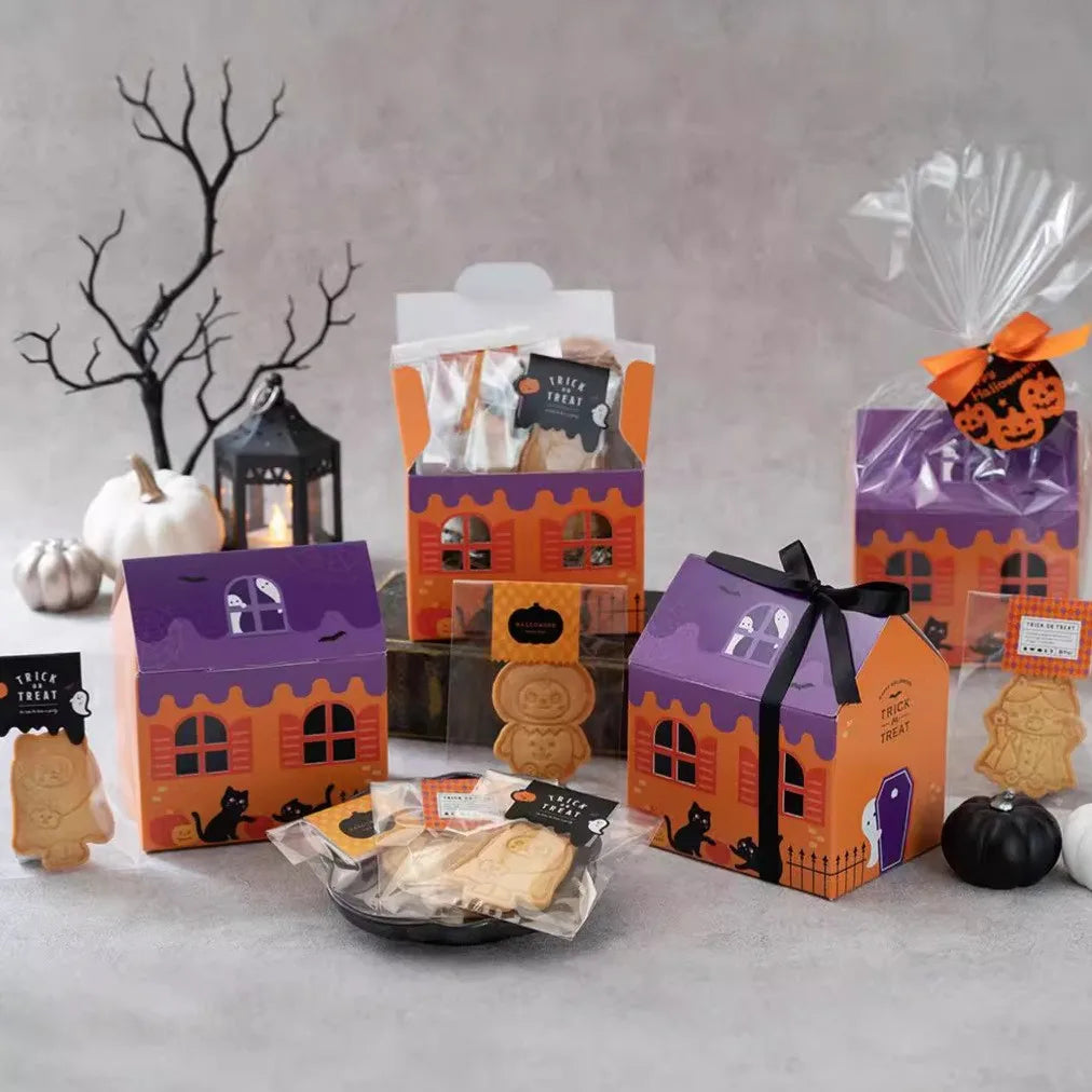 Cortador de galletas para fiesta de Halloween, 3 piezas, esqueleto de plástico 3D, sello en relieve, molde para galletas, Fondant, decoración de pasteles de dibujos animados