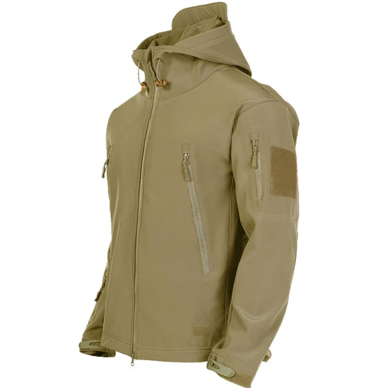 Militar de piel de tiburón Soft Shell Chaquetas Hombres Táctica a prueba de viento chaqueta impermeable hombres Ejército Chaquetas de combate para hombre con capucha Bomber Abrigos