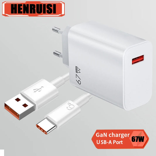 Cargador USB súper rápido para Xiaomi, adaptador de corriente de teléfono, Cable tipo C 6A, 67W, para Mi 12, 11, POCO X5, X4 Pro, Redmi note 9, 10, 11