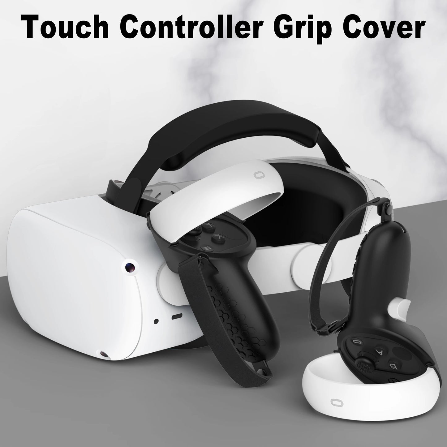 HUNDAI-cubierta protectora para Oculus Quest 2 VR, accesorios de VR, controlador táctil, cubierta de silicona, agarre de mango de piel con nudillo