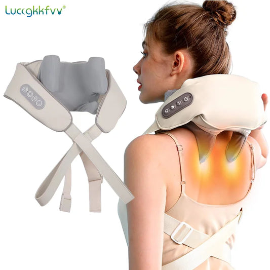 Masajeador eléctrico Shiatsu de tejido profundo para cuello y hombros, masajeador de espalda con calor para aliviar el dolor, masajeador de músculos