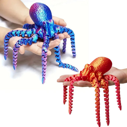 27CM 3D Printed Octopus Figurine with Flexible Joints For Home Office Desk Decor, Ocean Animal Table Ornament Ideal Gift Toy